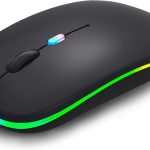 Wireless Bluetooth Mouse Rechargeable Laptop Mice with LED Lights Silent Slim Use(BT5.2 and 2.4G Portable USB) Dual Mode Computer Mouse for Laptop/iPad/Tablet/Apple/Computer/Mac (Black)