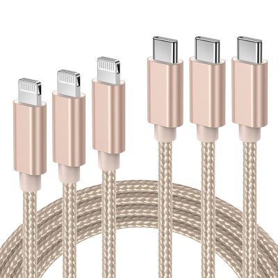 USB C to Lightning Cable MFi Certified, 3Pack 10ft/6ft/3ft USB C iPhone Cable Power Delivery iPhone 12 Fast Charger Cord Nylon Braided for iPhone 14 Pro Max 11 Pro XR 8 Plus iPad AirPods (Gold)