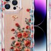 Case for iPhone 12 Pro Max, Colorful Retro Oil Painting Printed Flower Laser Glossy Pattern Cute Curly Wave Edge Exquisite Phone Cover Stylish Durable TPU Protective Case for Girls Women-Beige