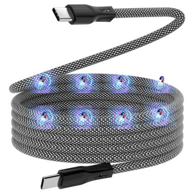 USB C Charger Cable, Magnetic Coiled 60W PD Type C Cable Fast Charging, 3.3ft USB C to USB C Cable Compatible with Samsung S23 S22 S21 Note 20 Ultra, iPad Pro 12.9 Air Mini for MacBook Air