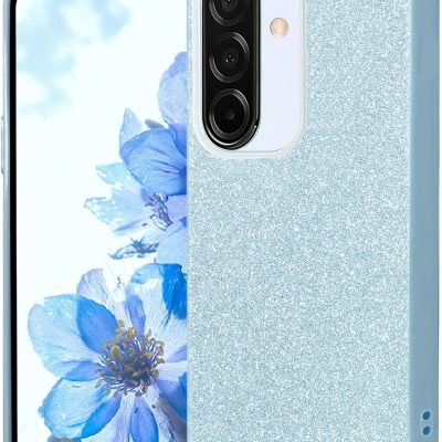 glitter Phone Case for Samsung Galaxy A17 4G 5G / M17 5G, Slim Soft TPU Silicone Case, Shiny Elegant for Women Girls Shockproof Case, Wireless Charging Blue