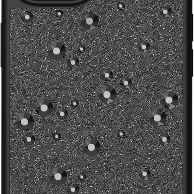 High Smartphone Case for iPhone 15, Gold Tone Phone Case with Radiant Crystals, 15, Metal